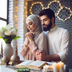 Beautifull Husband wife Prayer Islamic Photos