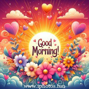 Good morning flowers and hearts vector illustration with vibrant colors and intricate details