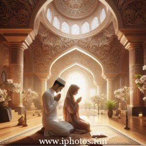 Beautifull Husband wife Prayer Islamic Photos