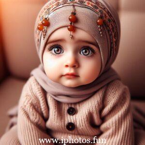 A baby doll dressed in a hijab and headscarf, showcasing cultural diversity and inclusivity