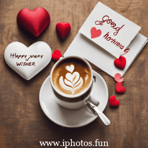 A coffee cup with hearts and a quote on the background, symbolizing love and warmth