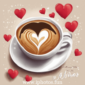 A coffee cup with hearts and a quote on the background, symbolizing love and warmth