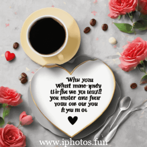 A coffee cup with hearts and a quote on the background, symbolizing love and warmth